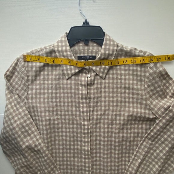 Lafayette 148 Women's Button Down Shirt Gingham Plaid Size M - Picture 11 of 14